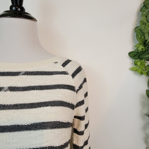 Merona Pulled Knit Striped Crewneck Pullover Cotton Blend Sweater Black & white - Picture 4 of 11